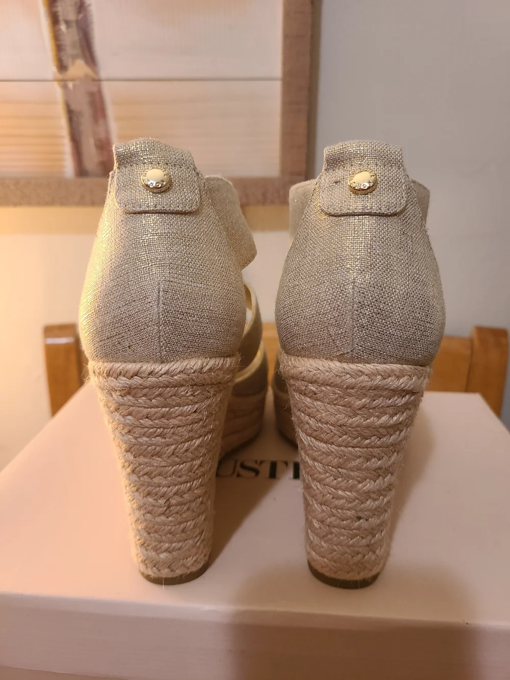 Michael Kors Metallic Gold Wedge Espadrilles with Front Zip